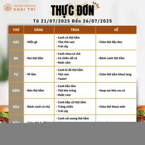 Thực Đơn Tuần Mới (Từ 21/07/2025 - 26/07/2025)