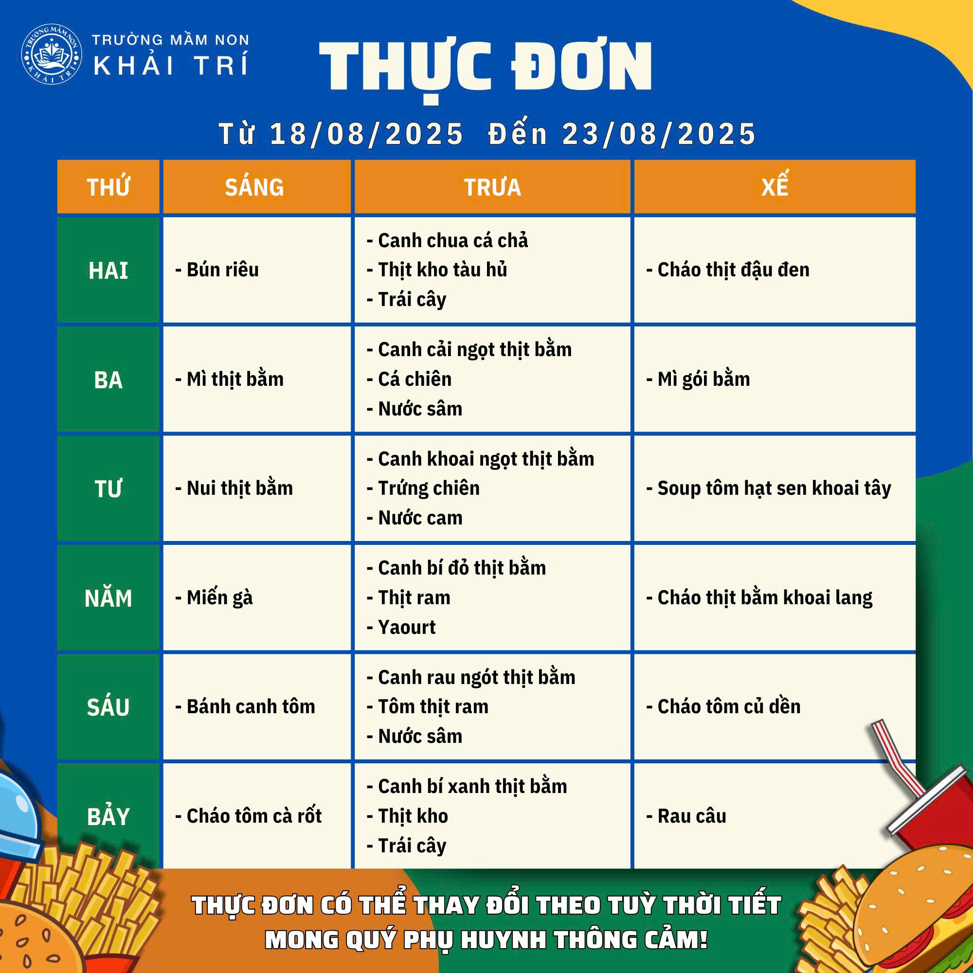 Thực đơn tuần