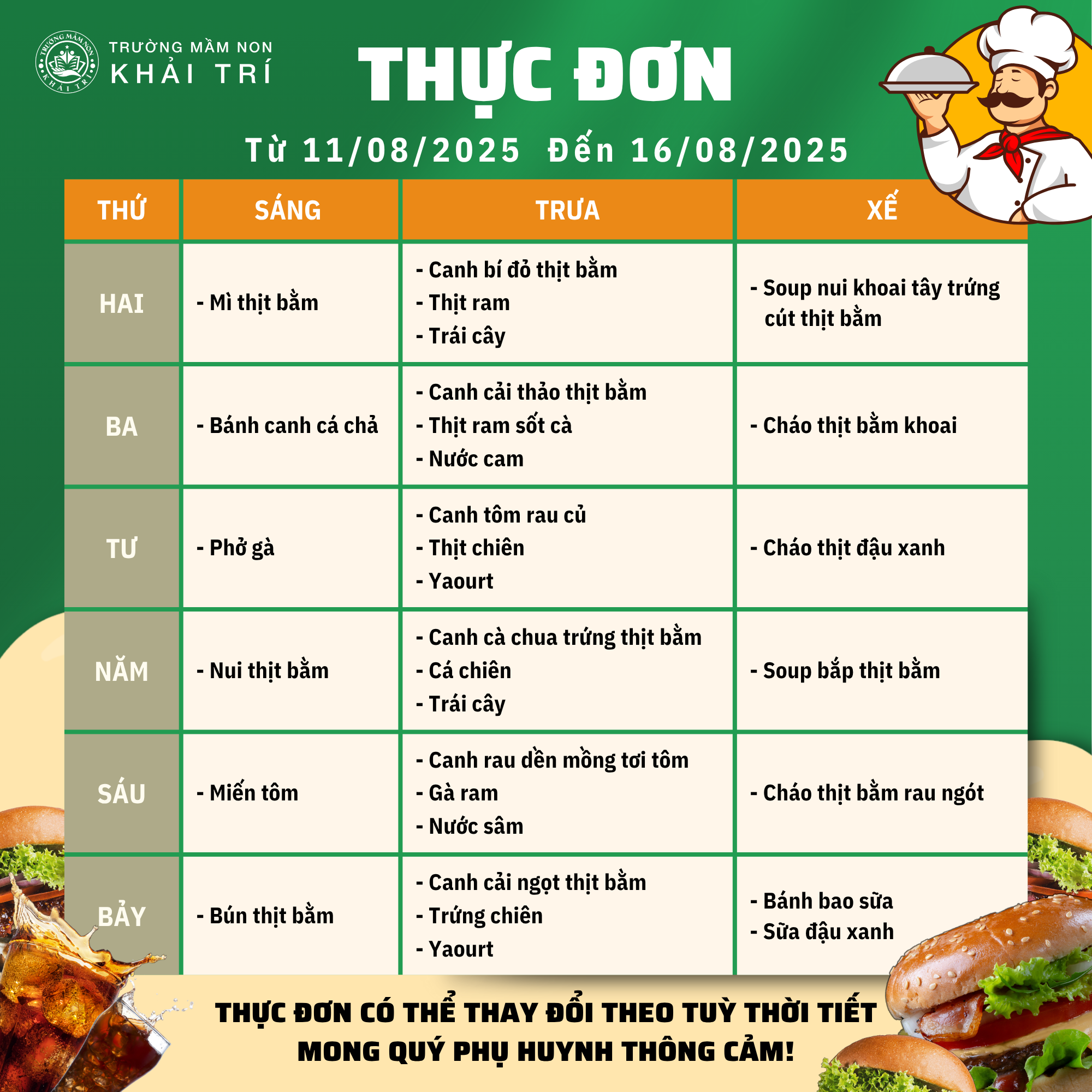 Thực đơn tuần
